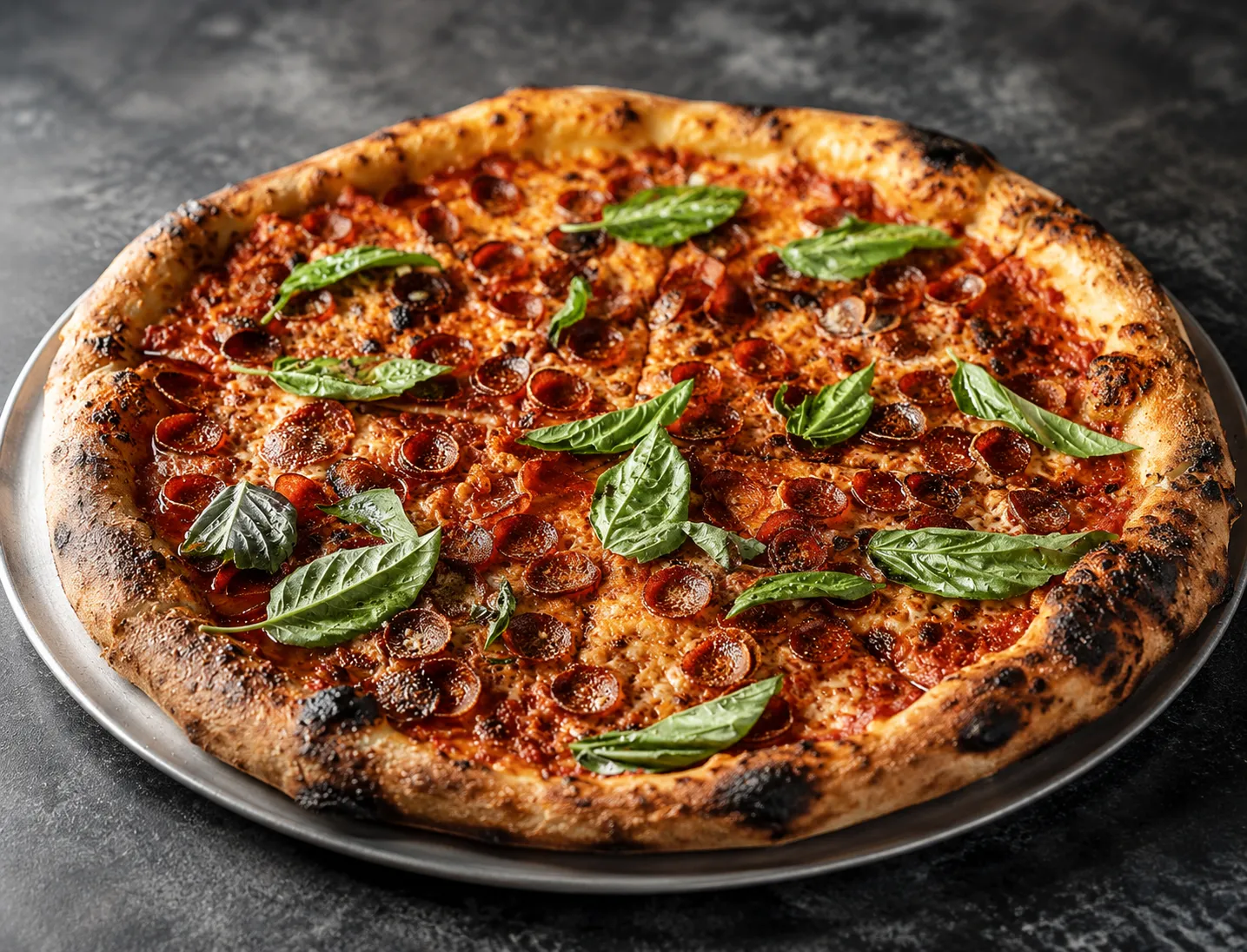 NY Pepperoni Pizza with San Marzano tomato and brick cheese at Castelli Mercato, Ancaster, Hamilton